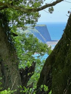Looking past Clovelly towards a headland we'll need to climb tomorrow